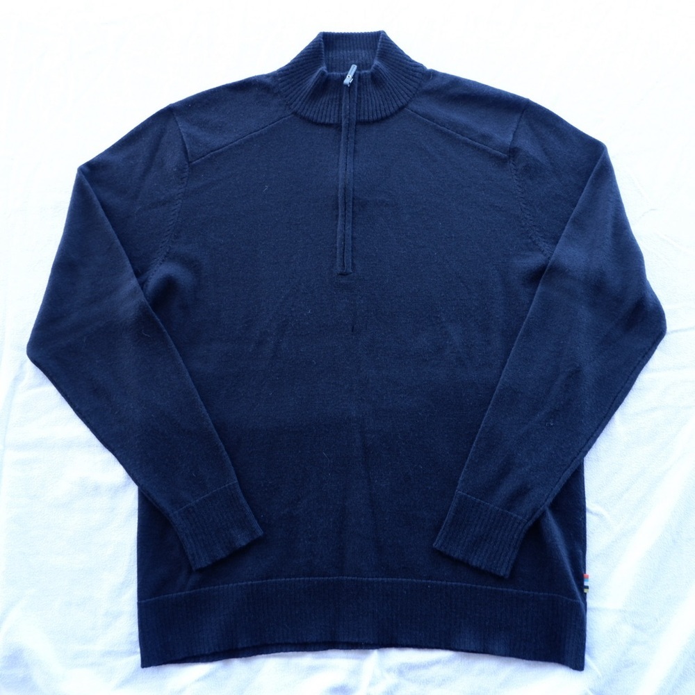 Smartwool Mens Kiva Ridge Half Zip Sweater Size XL Black Merino Wool Blend